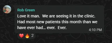 Message from Dr. Rob Green: had the most new patients this month than we have ever had